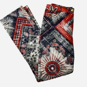 St. John Sport By Marie Gray Red White Blue Denim cropped pants